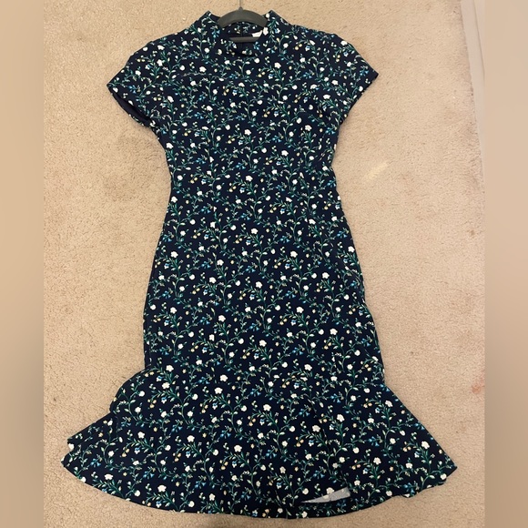 Floral Navy dress with mock neck collar- Lark & Co; Nordstrom - Picture 2 of 3